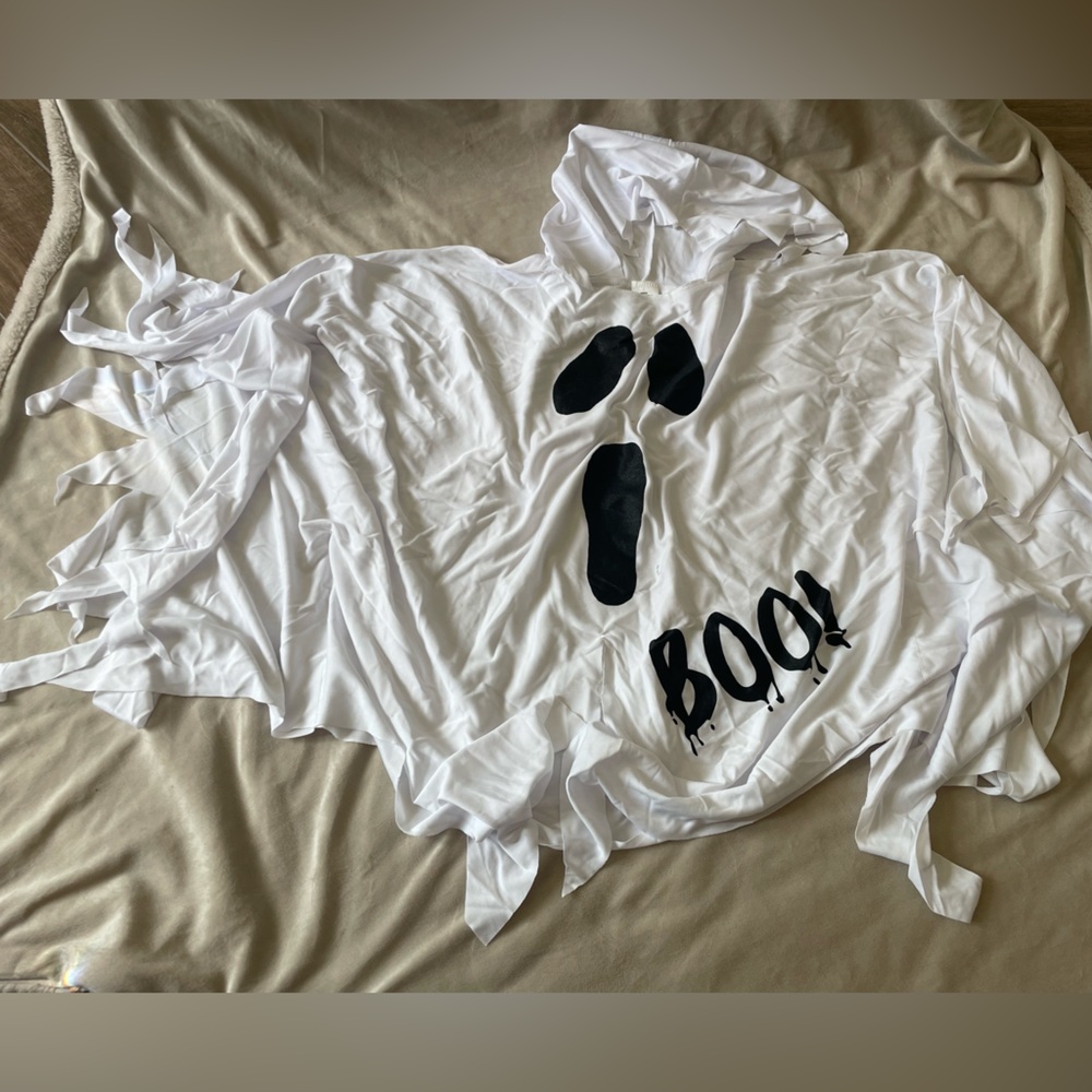 Women’s Ghost costume poncho cover-up shirt Halloween